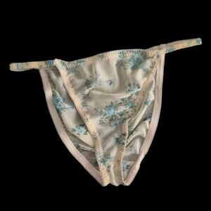 Vintage SHEER Floral BUTTERFLY String Bikini PANTY Yellow Underwear Plus 2X XXL